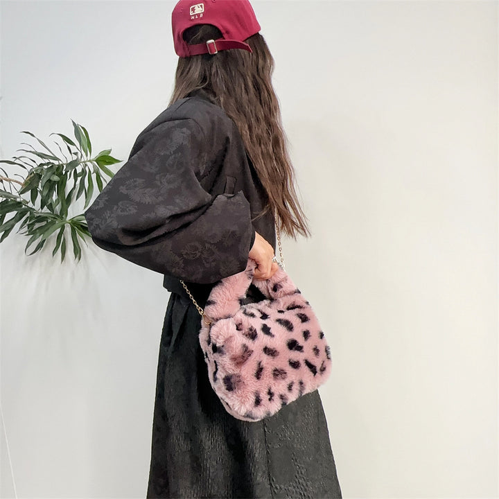 Leopardprint Kunstfell Handtasche
