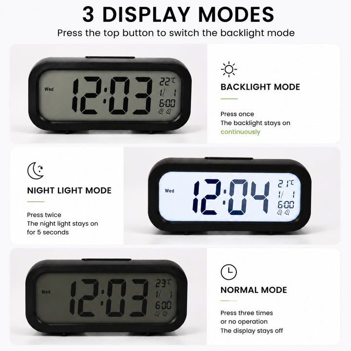 Digitaler Tischwecker mit Temperatursensor und Großem Led-Display Karnz