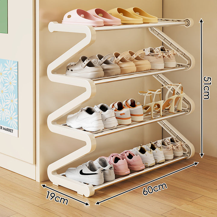 Kompakter Z-förmiger Multi-Tier platzsparender Schuhregalorganisator