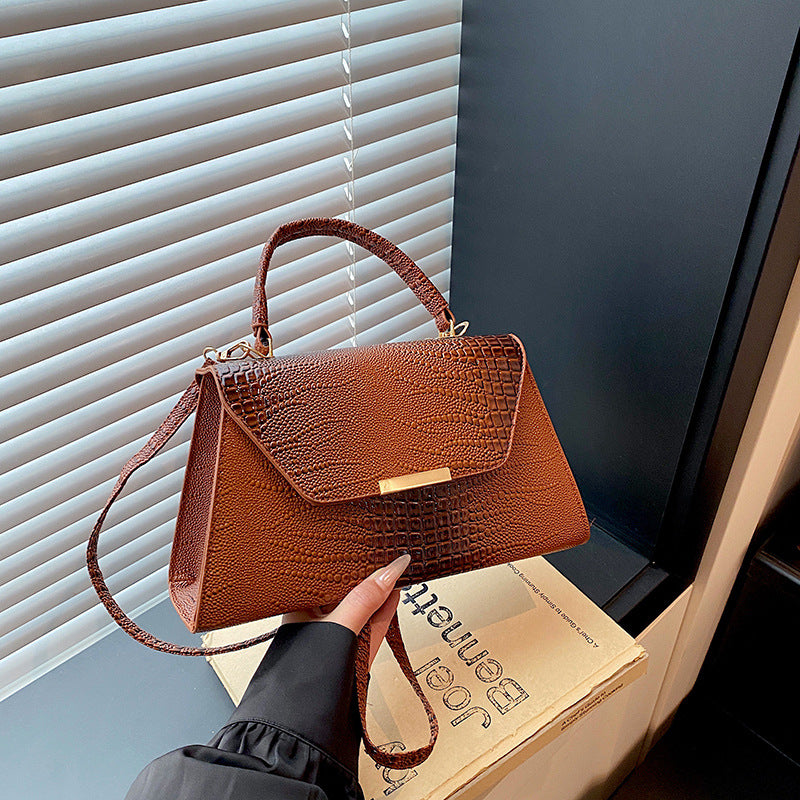 Strukturierte Leder Schultertasche