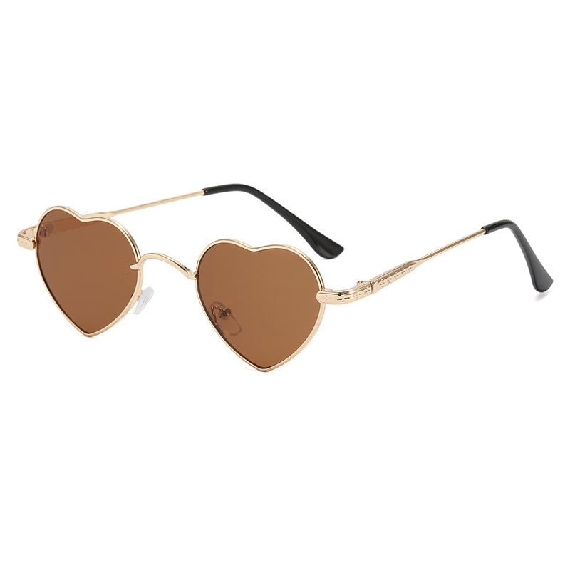 Damen Herzförmige Sonnenbrille mit filigranem Metallrahmen Karnz