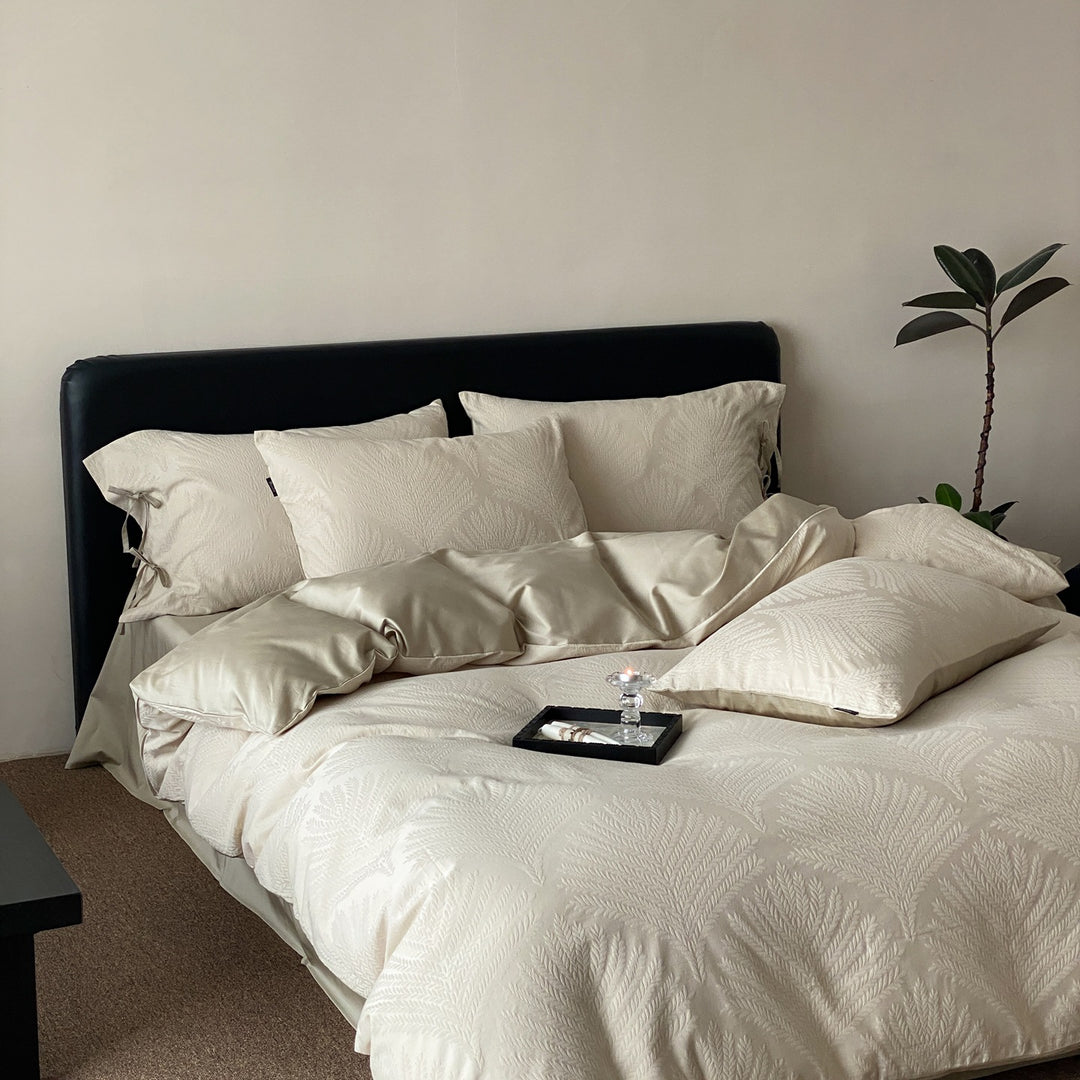 Luxus Jacquard Baumwolle Bettbezugset mit Satin Kissenbezügen