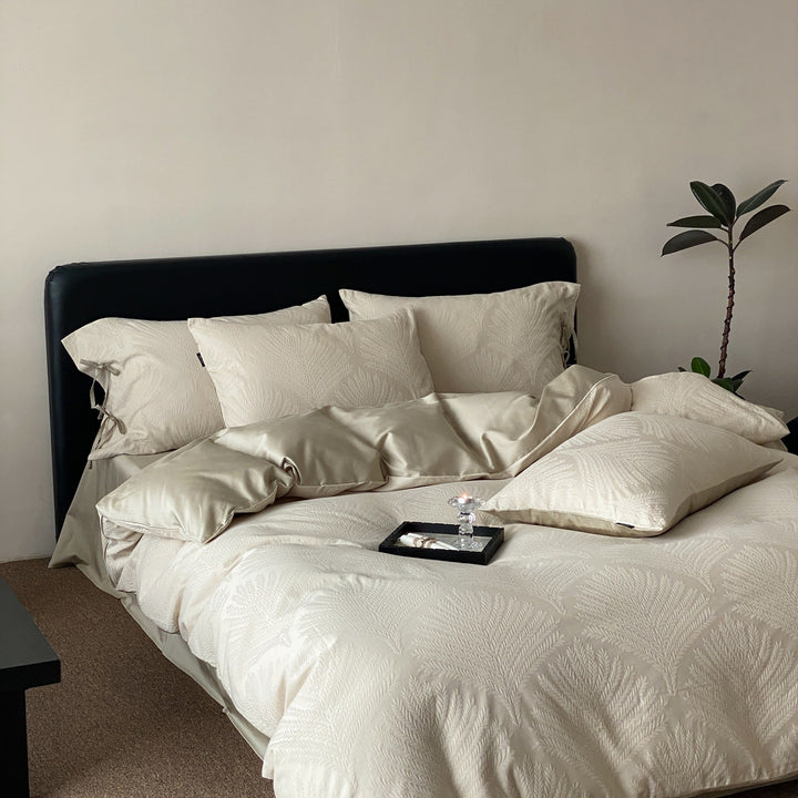 Luxus Jacquard Baumwolle Bettbezugset mit Satin Kissenbezügen