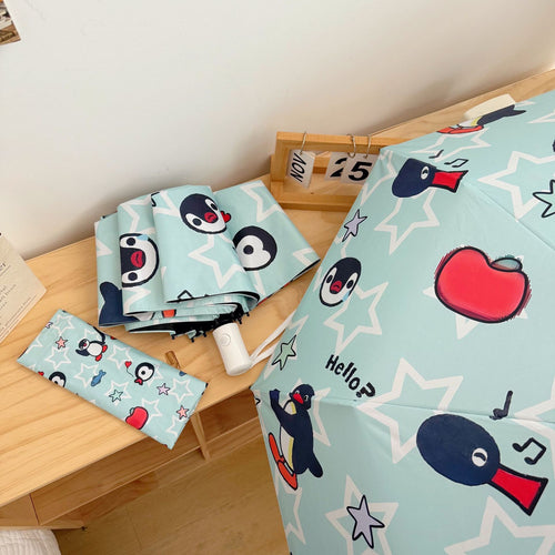 Damen faltbarer Regenschirm mit verspieltem Pinguin-Design Karnz