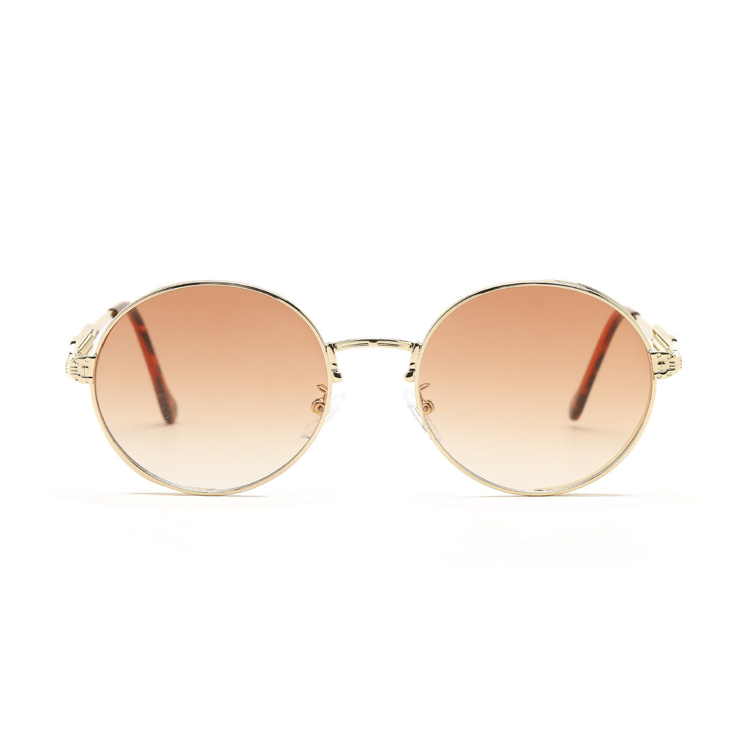 Damen runde Vintage-Sonnenbrille mit exklusivem Metallrahmen Karnz