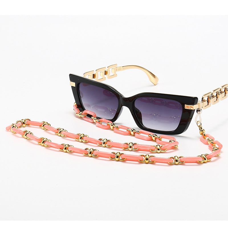Fashion Cat-Eye Sonnenbrille mit eleganter Kette Karnz