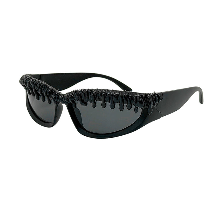 Damen futuristische Sportsonnenbrille mit einzigartigem Wellenrahmen Karnz