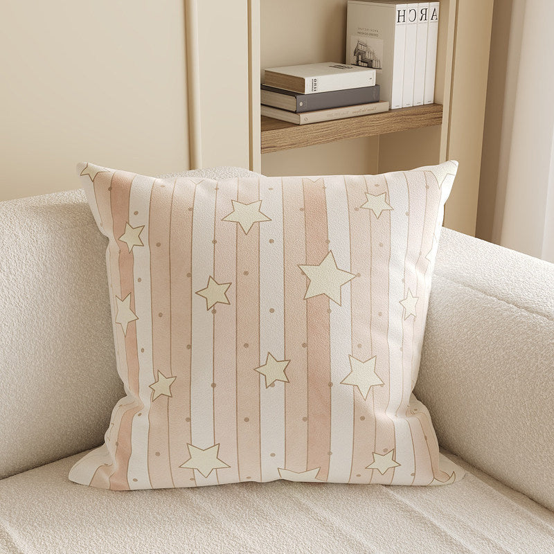 Square Plush Decorative Cushion Pillow with Illustrated House 'Room' Motif