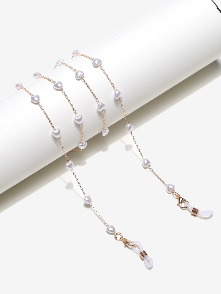 Eleganter herzförmiger Perlenkette Brillenhalter Karnz
