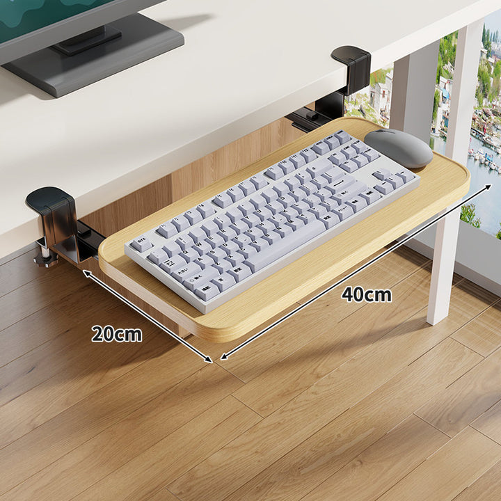 Unter-Desk Herausziehbare Tastaturablage mit Klemmbefestigung und ergonomischer Holzplatte