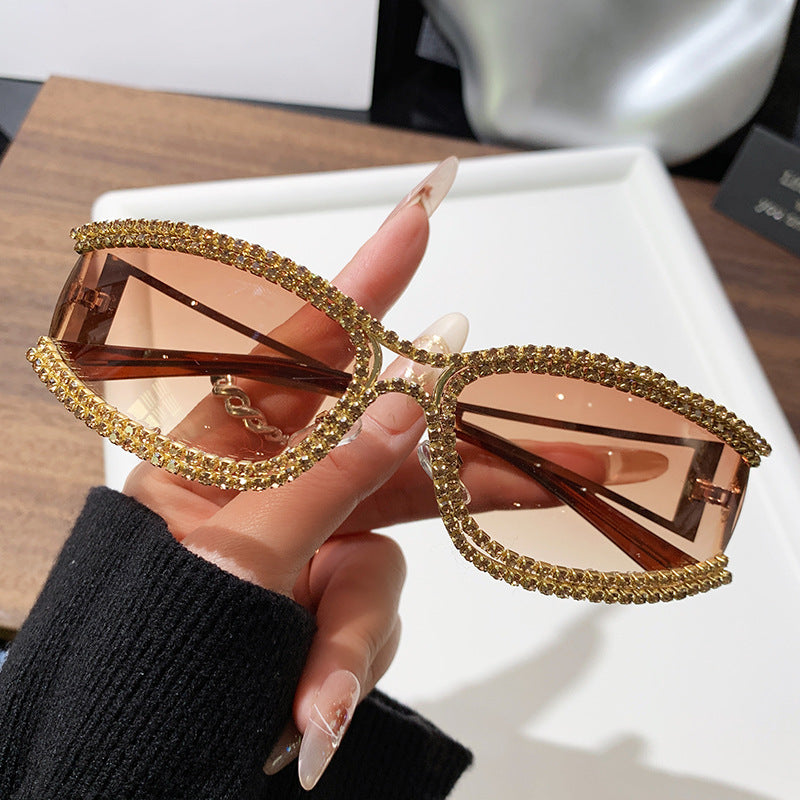 Damen Cat-Eye Sonnenbrille mit funkelndem Kristallrahmen Karnz