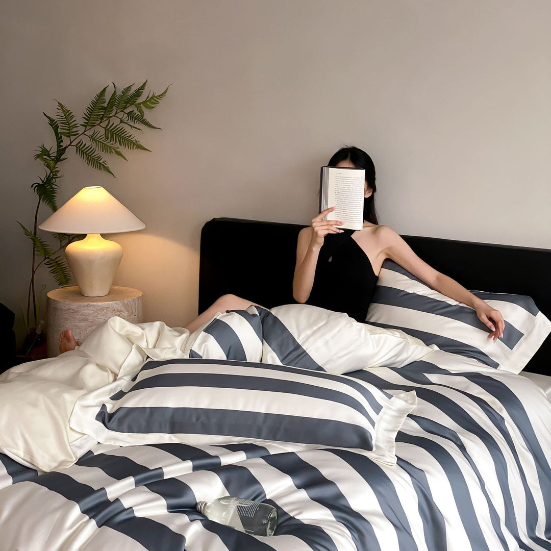 Luxuriöses Satin-Bettwäsche-Set mit elegantem Wellen- und Zebra-Muster