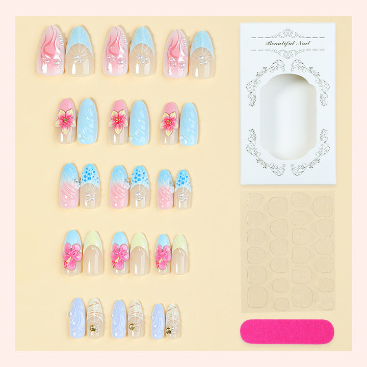 Dekoratives Press-On Nagelkunst Set mit Premium Blumendesigns Karnz