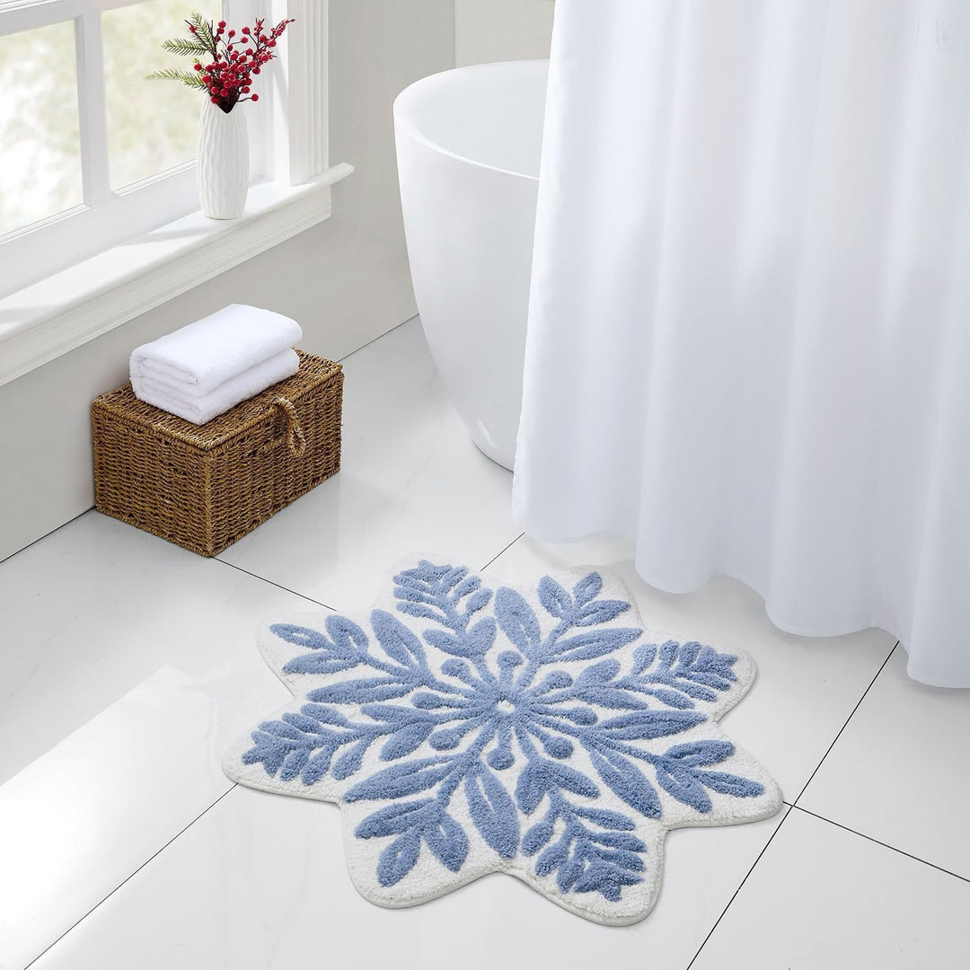 Formschöne Chenille-Plüsch saugfähiger Badezimmerteppich mit erhöhtem floralem Schneeflockendesign