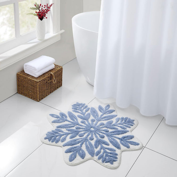 Formschöne Chenille-Plüsch saugfähiger Badezimmerteppich mit erhöhtem floralem Schneeflockendesign