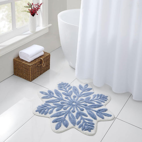 Formschöne Chenille-Plüsch saugfähiger Badezimmerteppich mit erhöhtem floralem Schneeflockendesign