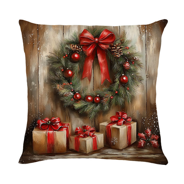 Festlicher Santa-Illustration Baumwoll-Leinen Quadratisches Kissenbezug