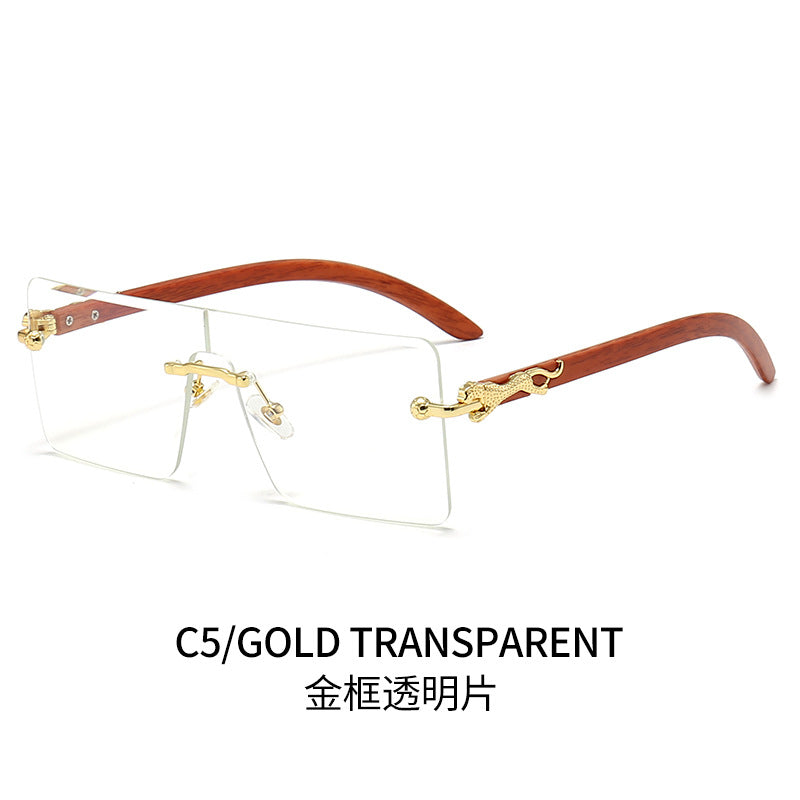 Damen oversized modische Sonnenbrille mit luxuriösen Holz- und Metallelementen Karnz