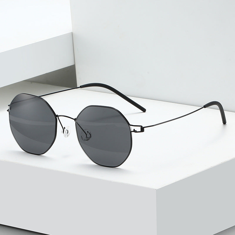 Damen geometrische Sonnenbrille mit hochwertigem Metallrahmen und verspiegelten Gläsern Karnz