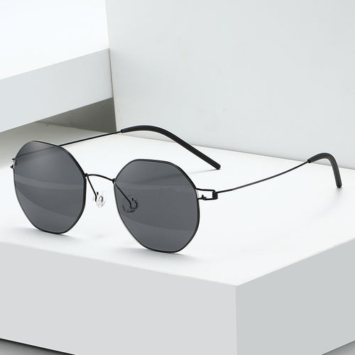 Damen geometrische Sonnenbrille mit hochwertigem Metallrahmen und verspiegelten Gläsern Karnz