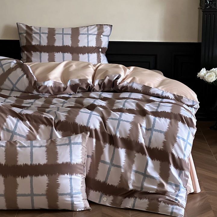 Luxuriöses Satin-Bettwäscheset mit zarten Rosenmotiven und Knopfleiste