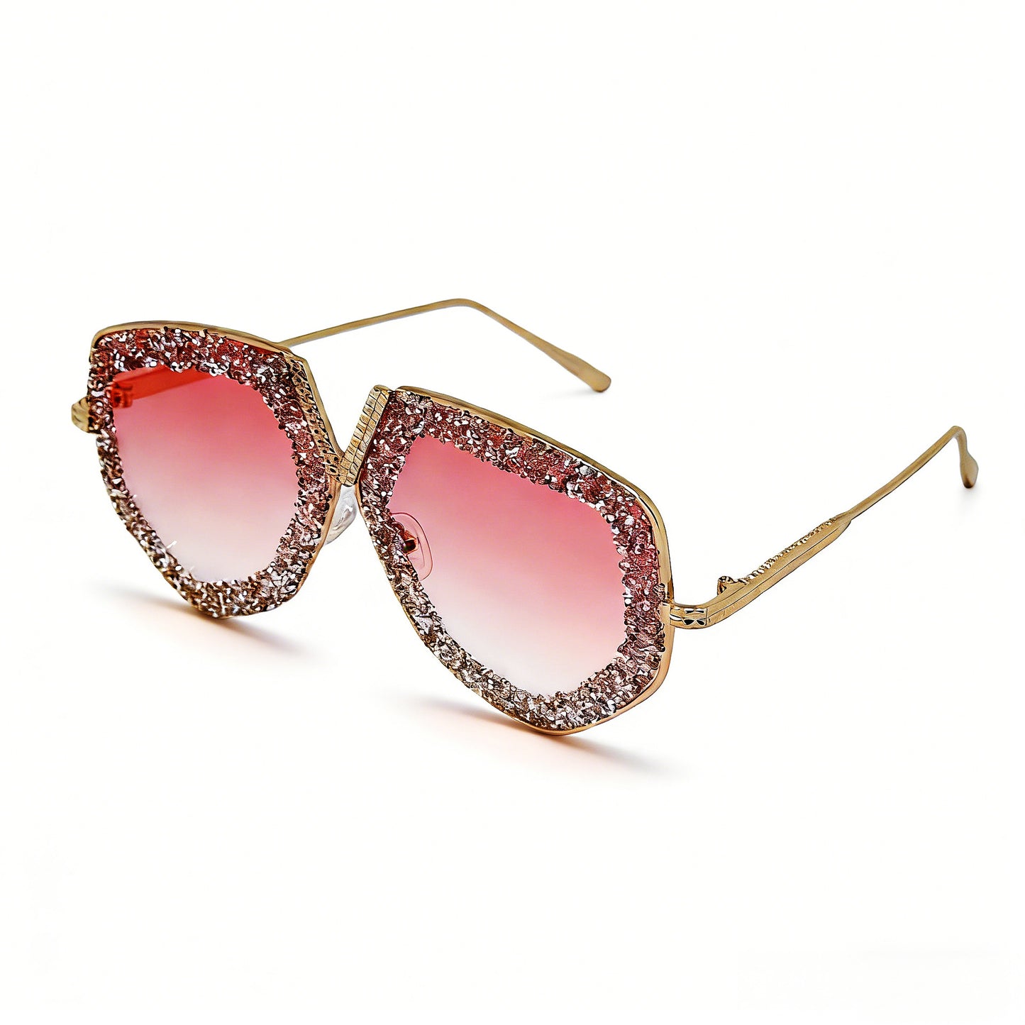 Damen modische Sonnenbrille mit glitzerndem Rahmen und eleganter Form Karnz
