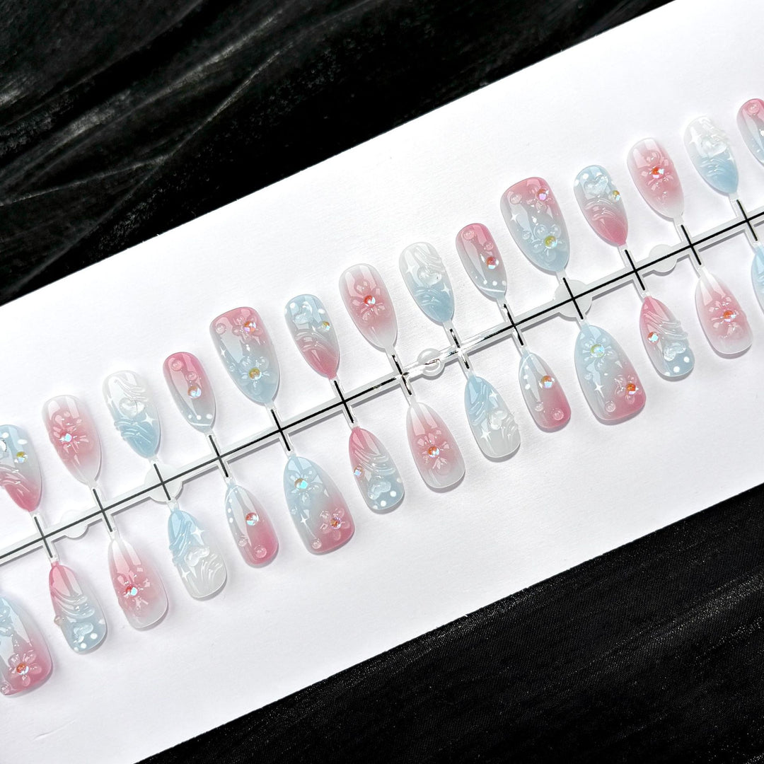 Elegante Polka Dot und Spitzen Press-On Nagel Set