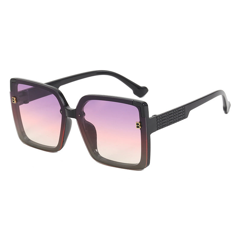 Damen modische quadratische Sonnenbrille mit strukturierter Bügelgestaltung Karnz