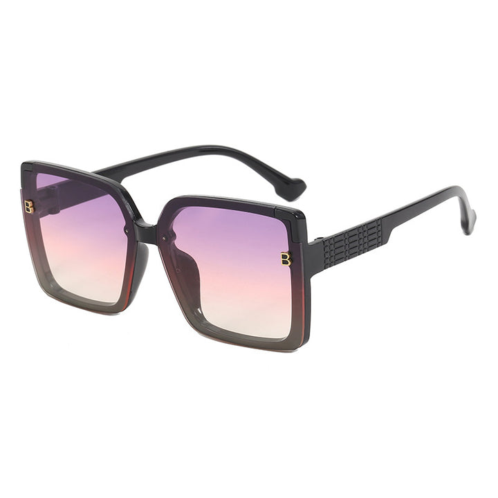 Damen modische quadratische Sonnenbrille mit strukturierter Bügelgestaltung Karnz