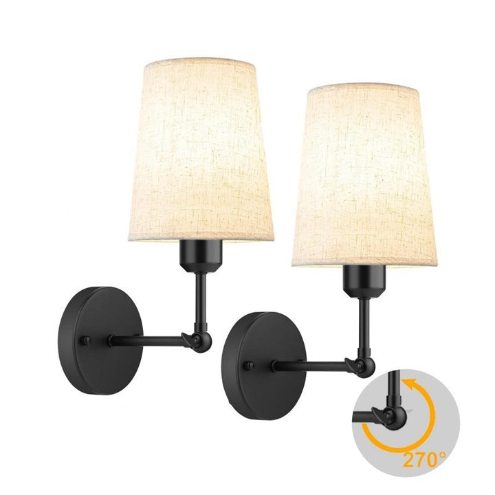 Verstellbare Stoff-Zwei-Arm-Wandlichtleuchte