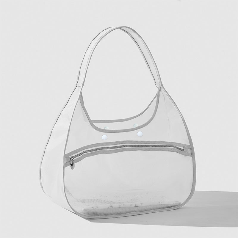 Damen transparente Strandtasche mit robusten Henkel und praktischem Innenfach Karnz