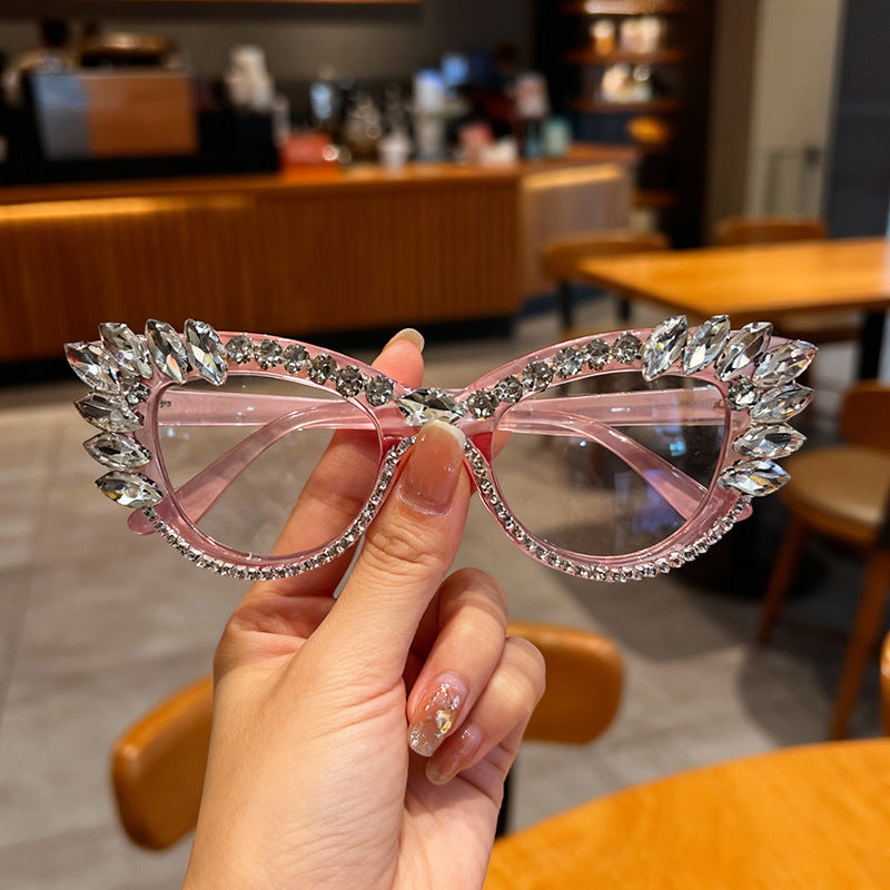 Luxuriöse Katzenaugen-Rhinestone-Sonnenbrille Karnz