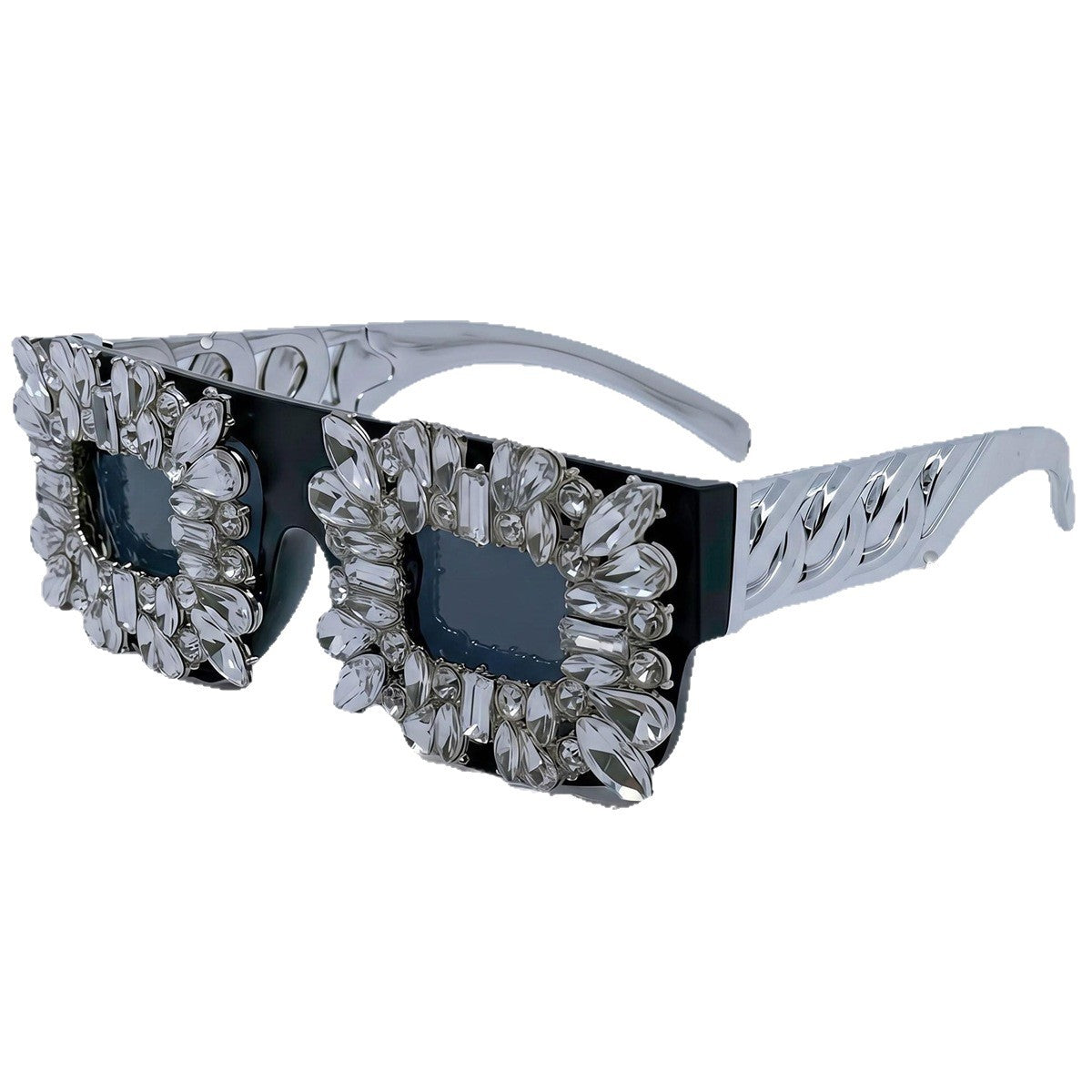 Damen Sonnenbrille im vintage Design mit funkelnden Kristallverzierungen Karnz