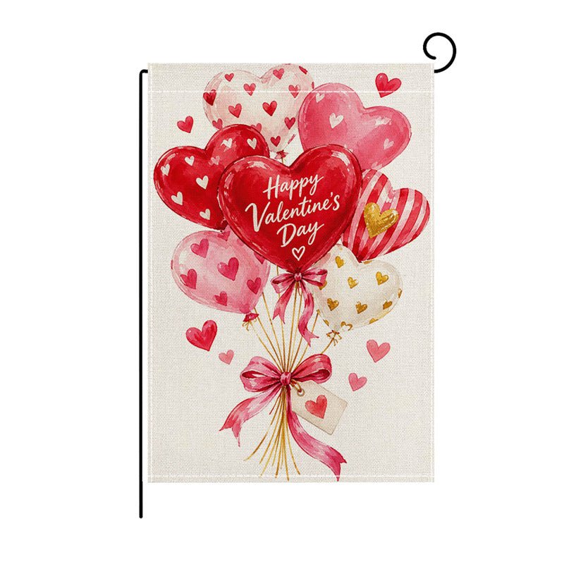 Valentinstag Blumendes Herz Gartenbanner Flagge mit Mastschlauch und wetterbeständigem Polyester