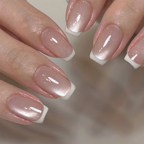 Glänzende Französische Spitze Gel Nagelverlängerungen Karnz
