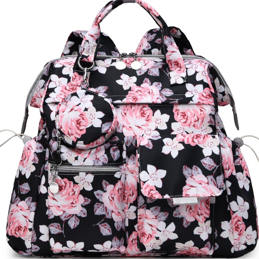 Multi-Taschen Blumen Design Rucksack Karnz