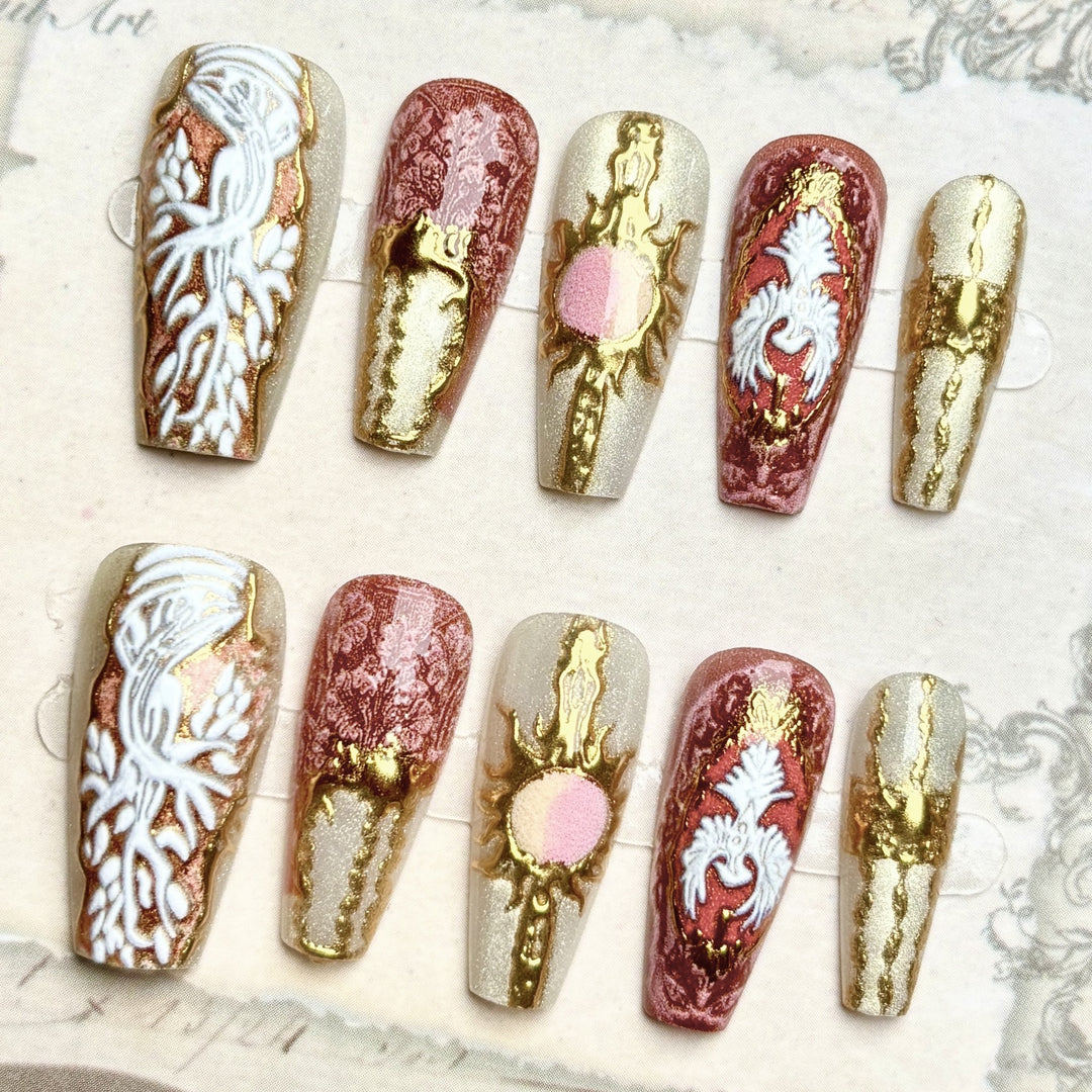 Verschnörkeltes dekoratives Press-On-Nagelset