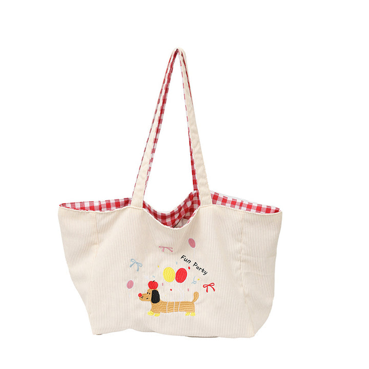 Baumwoll-Tasche mit Verspieltem Hundemotiv Karnz