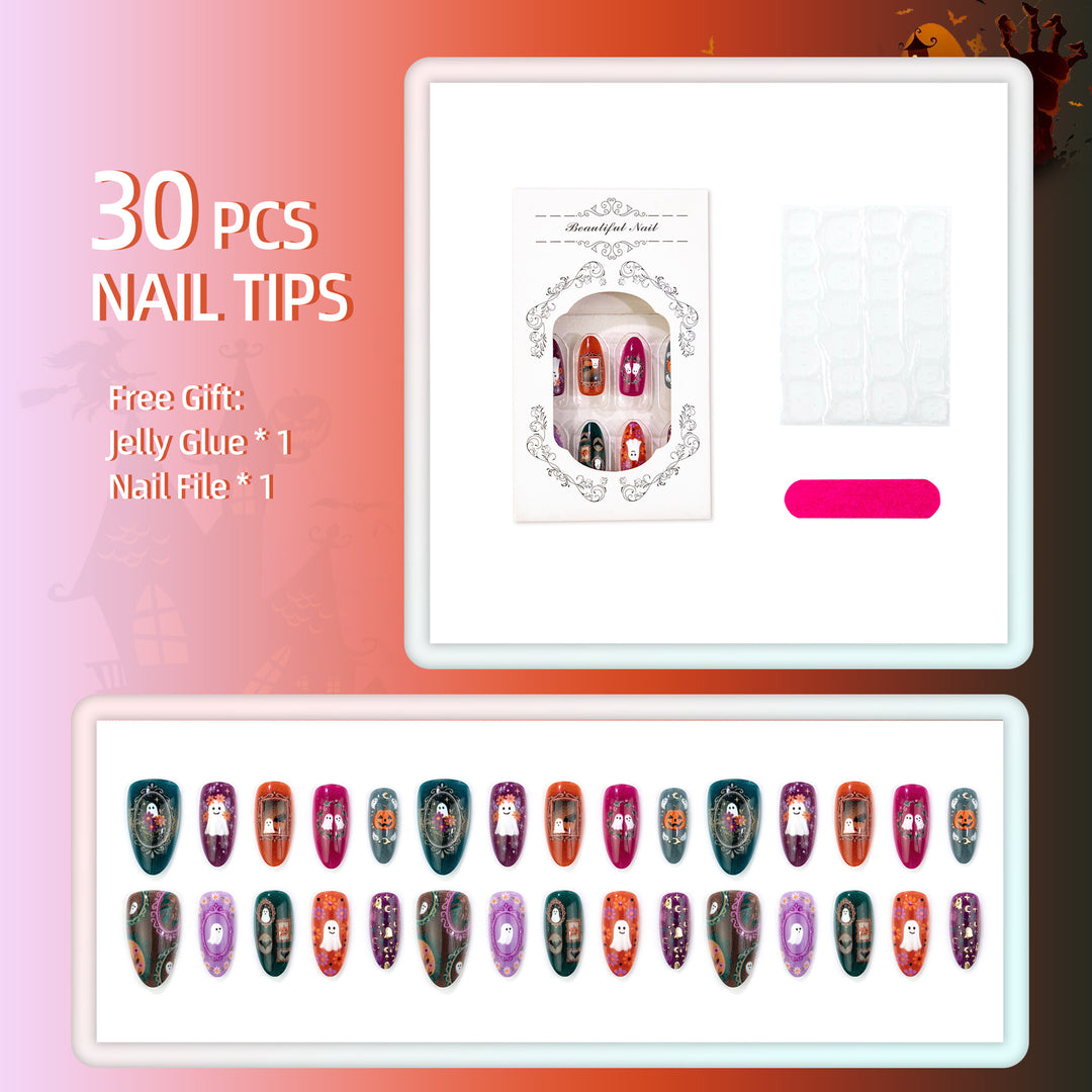 Halloween-Themen Dekorative Press-On Nagelset Karnz