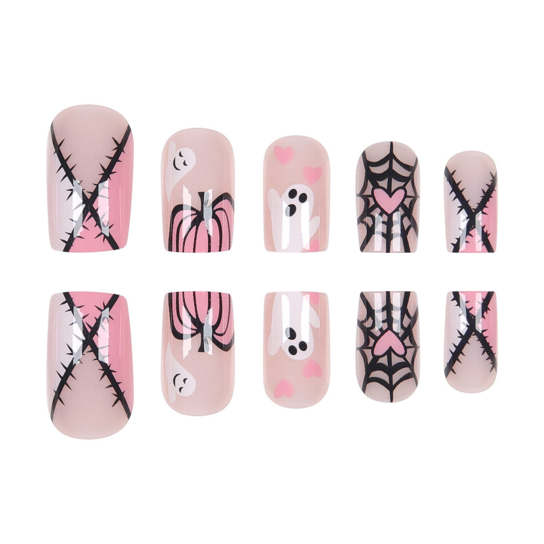 Haunted Ghost-Theme Press-On Nagelkunst Karnz