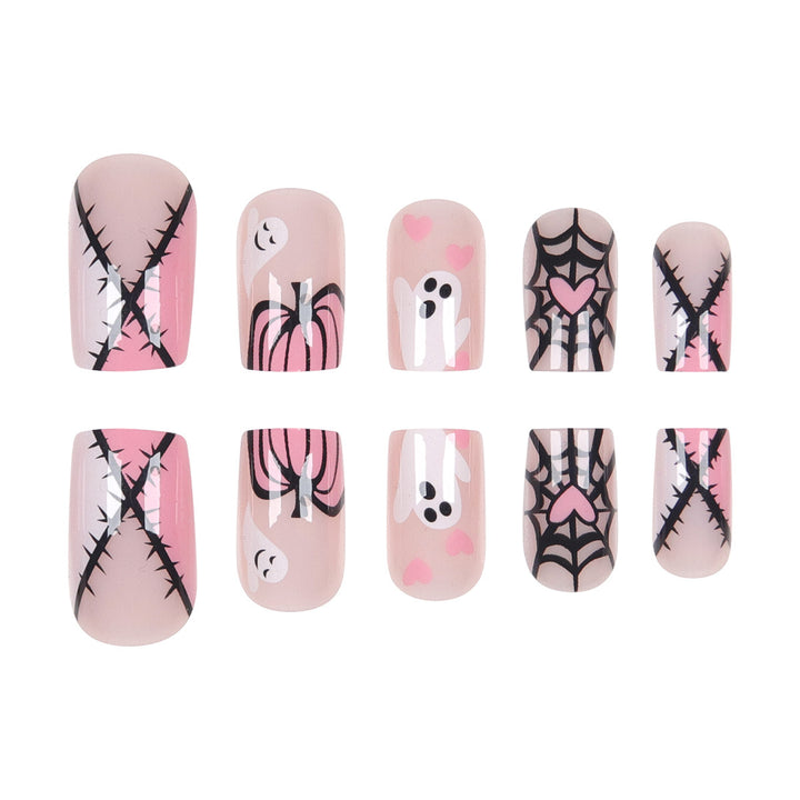 Haunted Ghost-Theme Press-On Nagelkunst Karnz