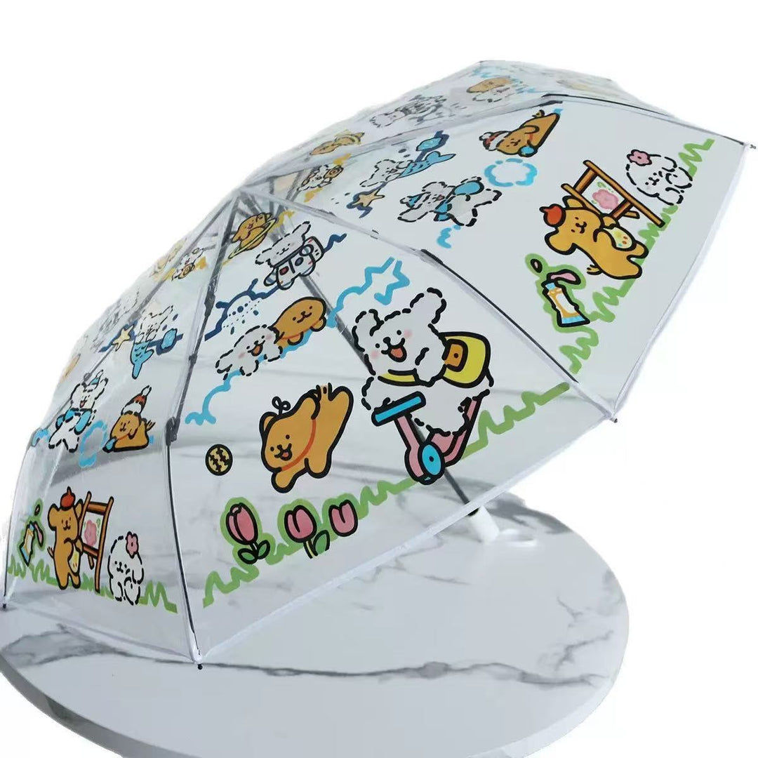 Damen Transparenter Regenschirm mit tierischen Motiven Karnz