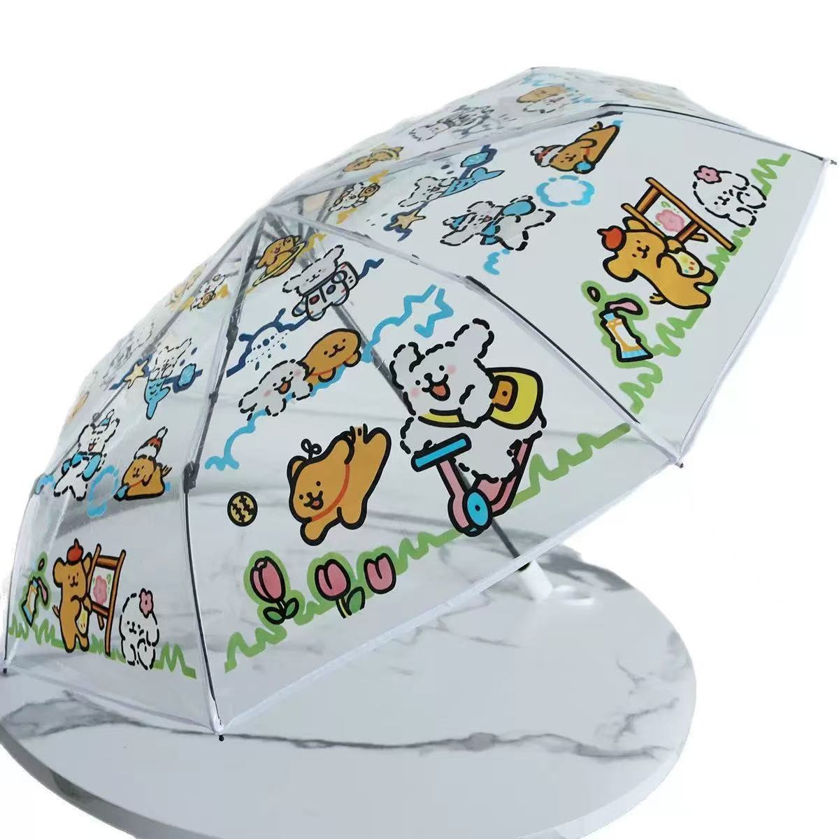Damen Transparenter Regenschirm mit tierischen Motiven Karnz