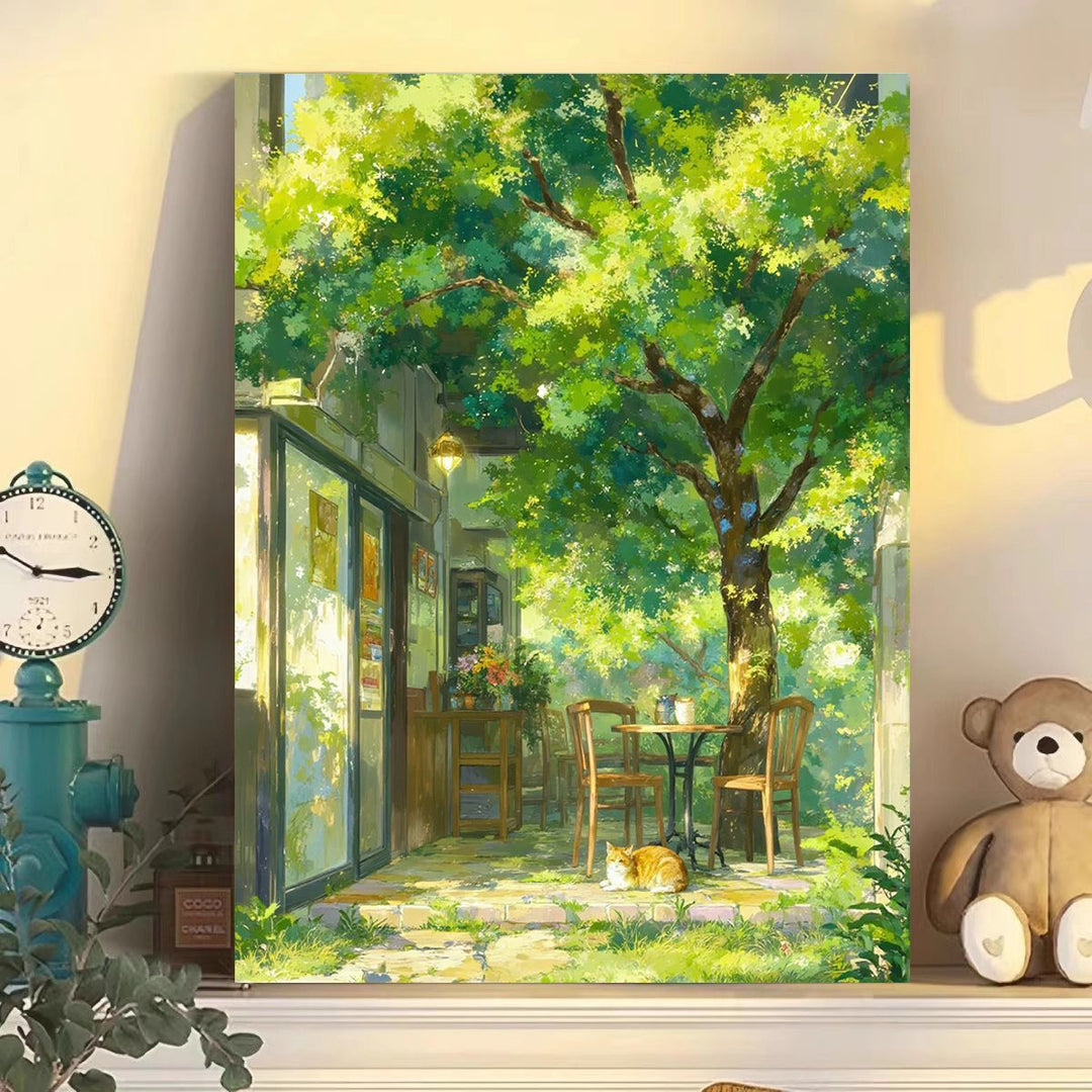Gemütliche Café-Szene Leinwandkunst Karnz