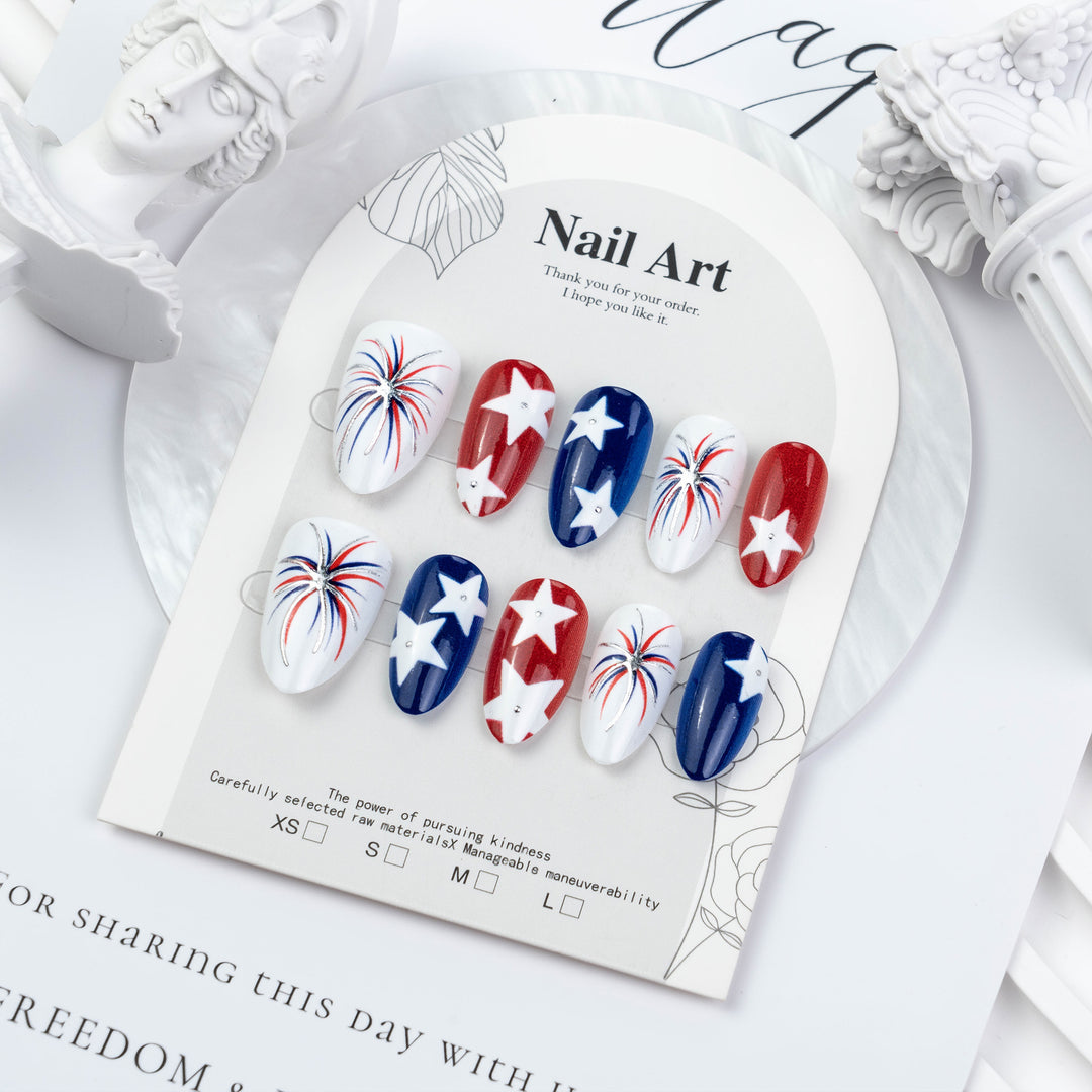 Themenbezogenes Stern- und Feuerwerk-Nagelkunst-Set