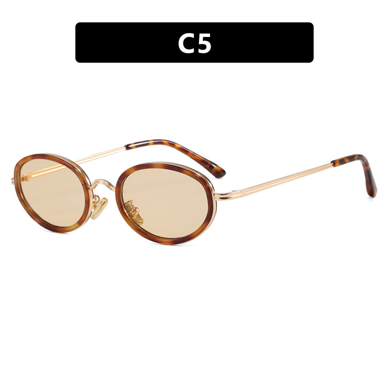 Damen elegante runde Sonnenbrille mit modischem Metallrahmen Karnz