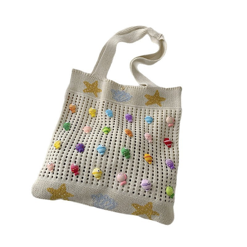 Bunte Dekorative Häkel Tote Bag Karnz
