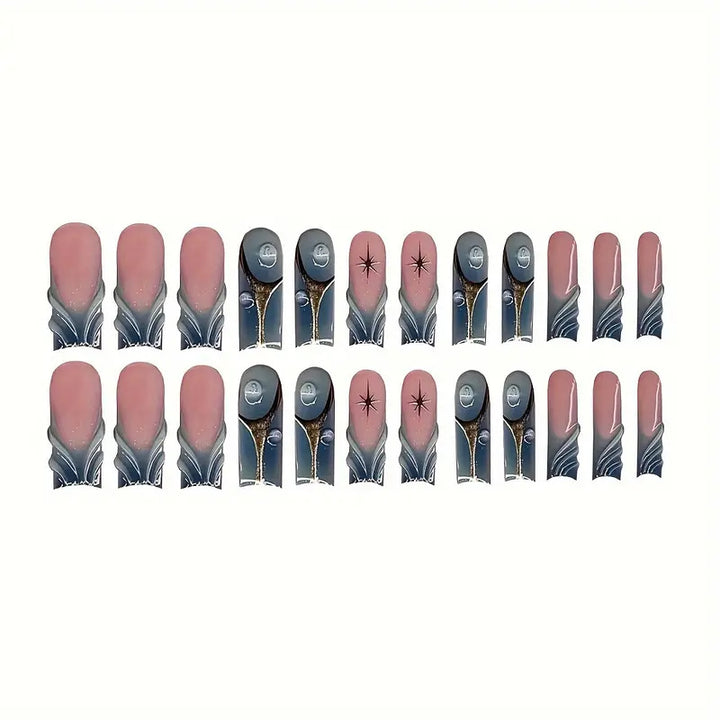 Künstlerisches abstraktes Press-On-Nageldesign Karnz