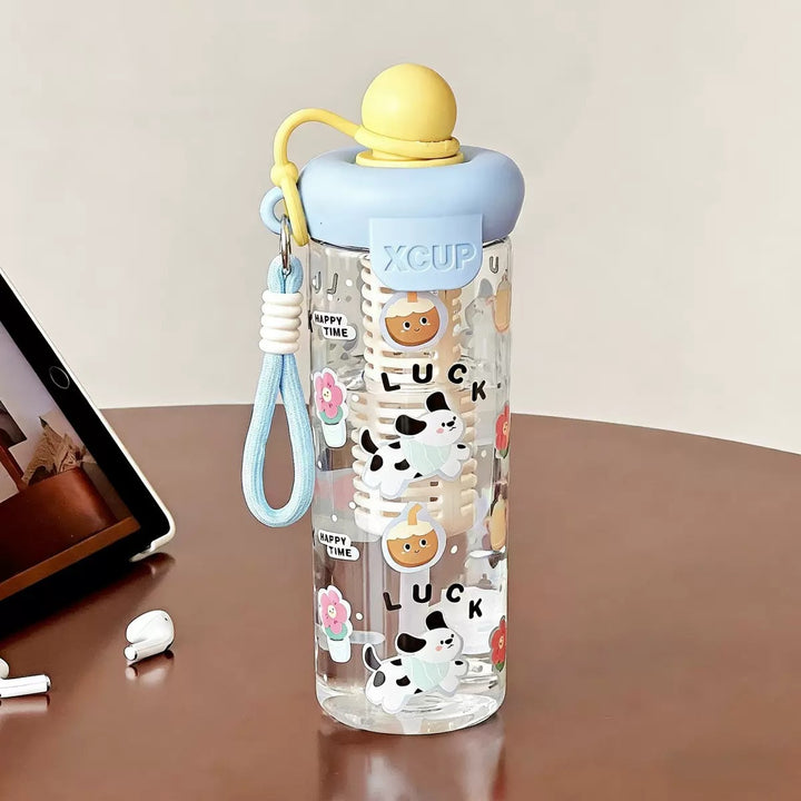 Damen Wasserflasche mit fröhlichen Motiv- und Frucht-Infusionseinsatz Karnz