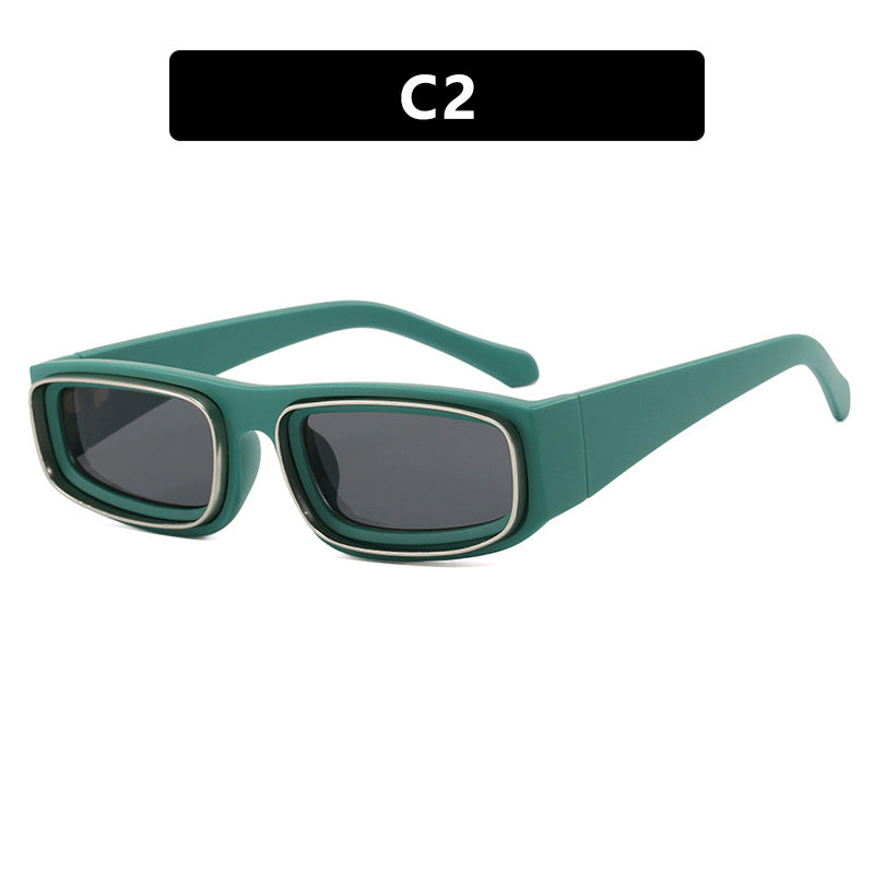 Damen trendige rechteckige Sonnenbrille mit elegantem Farbenspiel Karnz